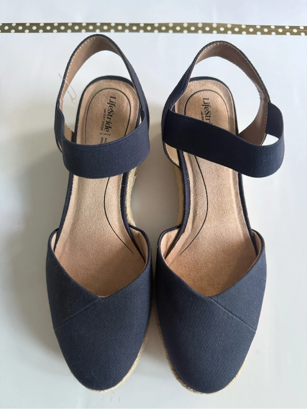 LifeStride Kimmie Espadrille Wedge Sandals Navy Blue Size 8.5 New W/O Tags.
